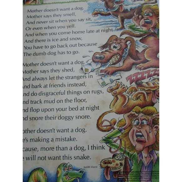 Mother Doesn't Want a Dog School Poster Judith Viorst 30253 Poetry VNTG - Picture 3 of 5